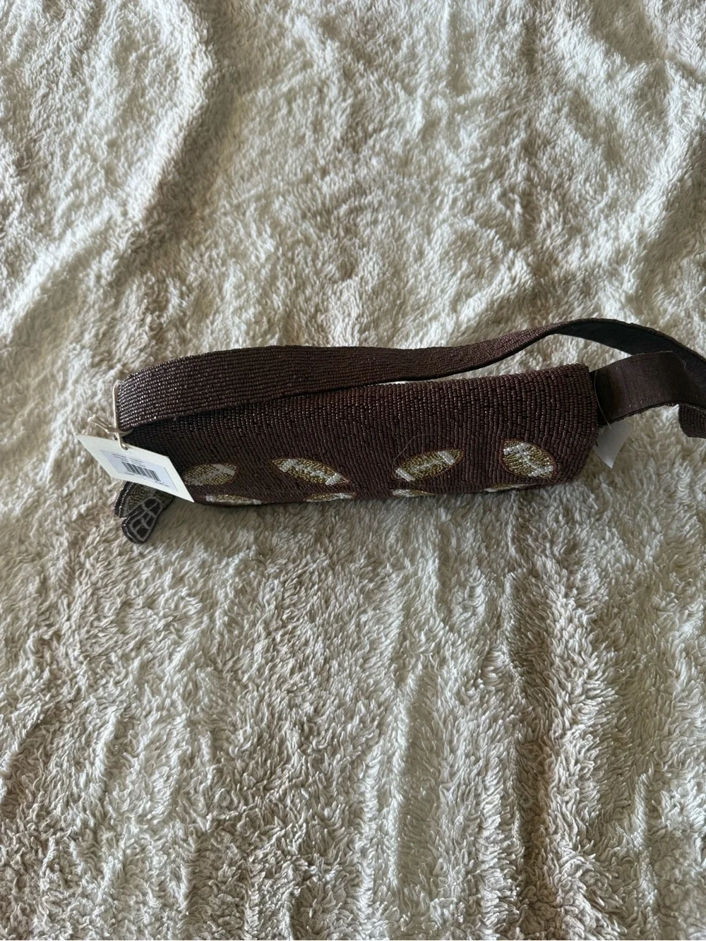 Brown Beaded Clutch Shoulder Bag